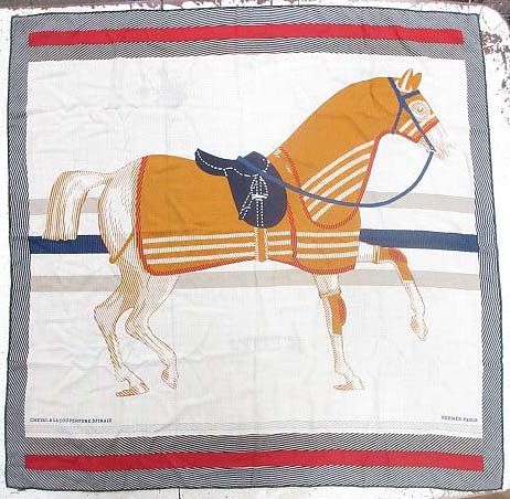 Hermes Carre 100 Horse Wear Scarf Shawl Cashmere Beige