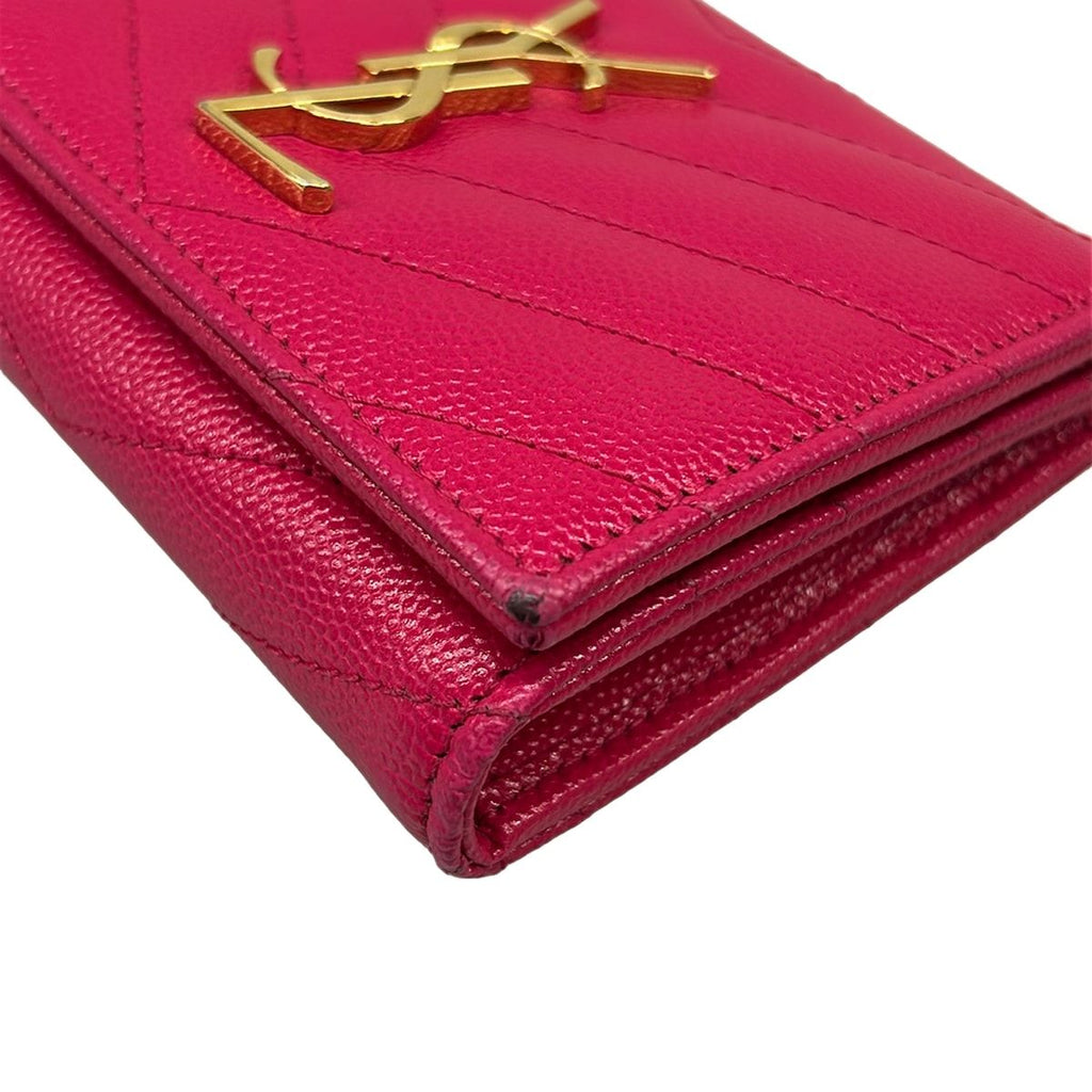 Saint Laurent Paris Trifold Wallet Pink Gold Leather — view 7