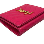 Saint Laurent Paris Trifold Wallet Pink Gold Leather — view 8