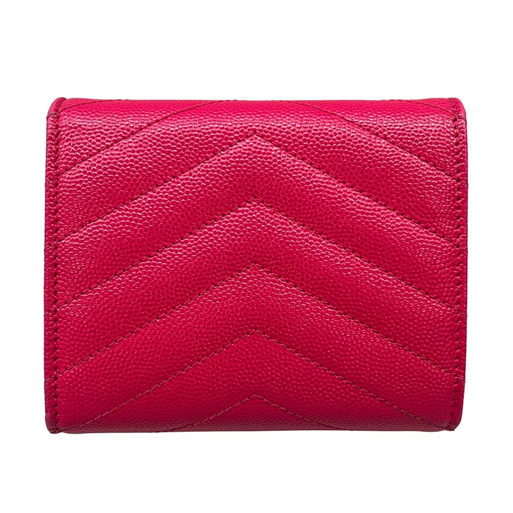 Saint Laurent Paris Trifold Wallet Pink Gold Leather — view 2