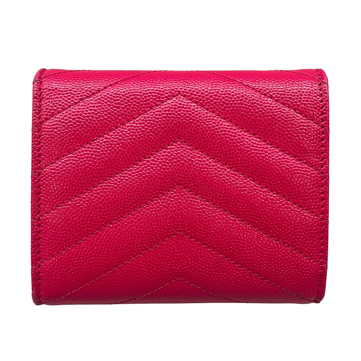 Saint Laurent Paris Trifold Wallet Pink Gold Leather — view 2