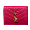 Saint Laurent Paris Trifold Wallet Pink Gold Leather