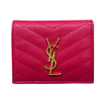 Saint Laurent Paris Trifold Wallet Pink Gold Leather
