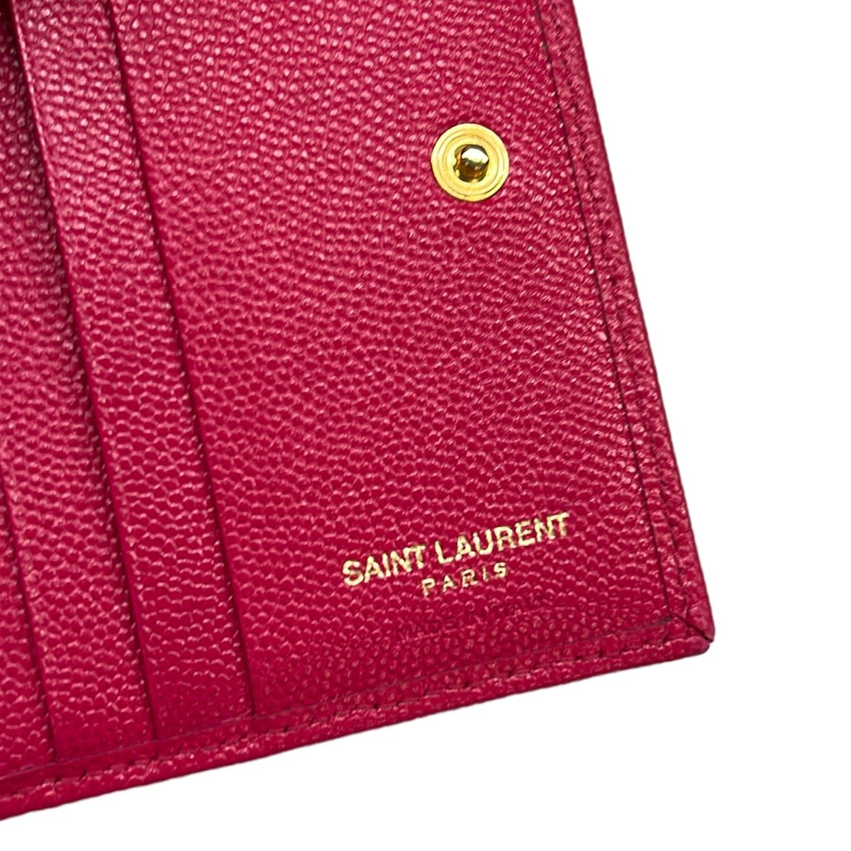 Saint Laurent Paris Trifold Wallet Pink Gold Leather — view 5