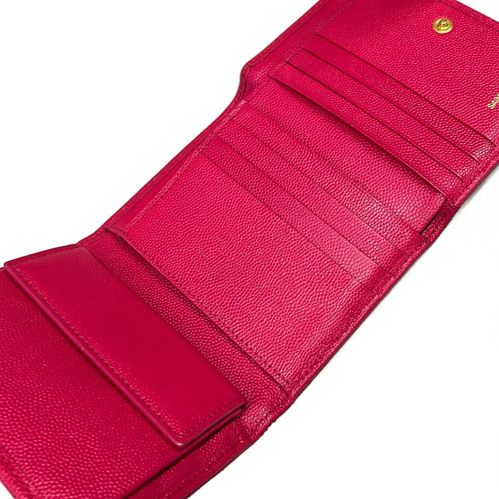 Saint Laurent Paris Trifold Wallet Pink Gold Leather — view 3