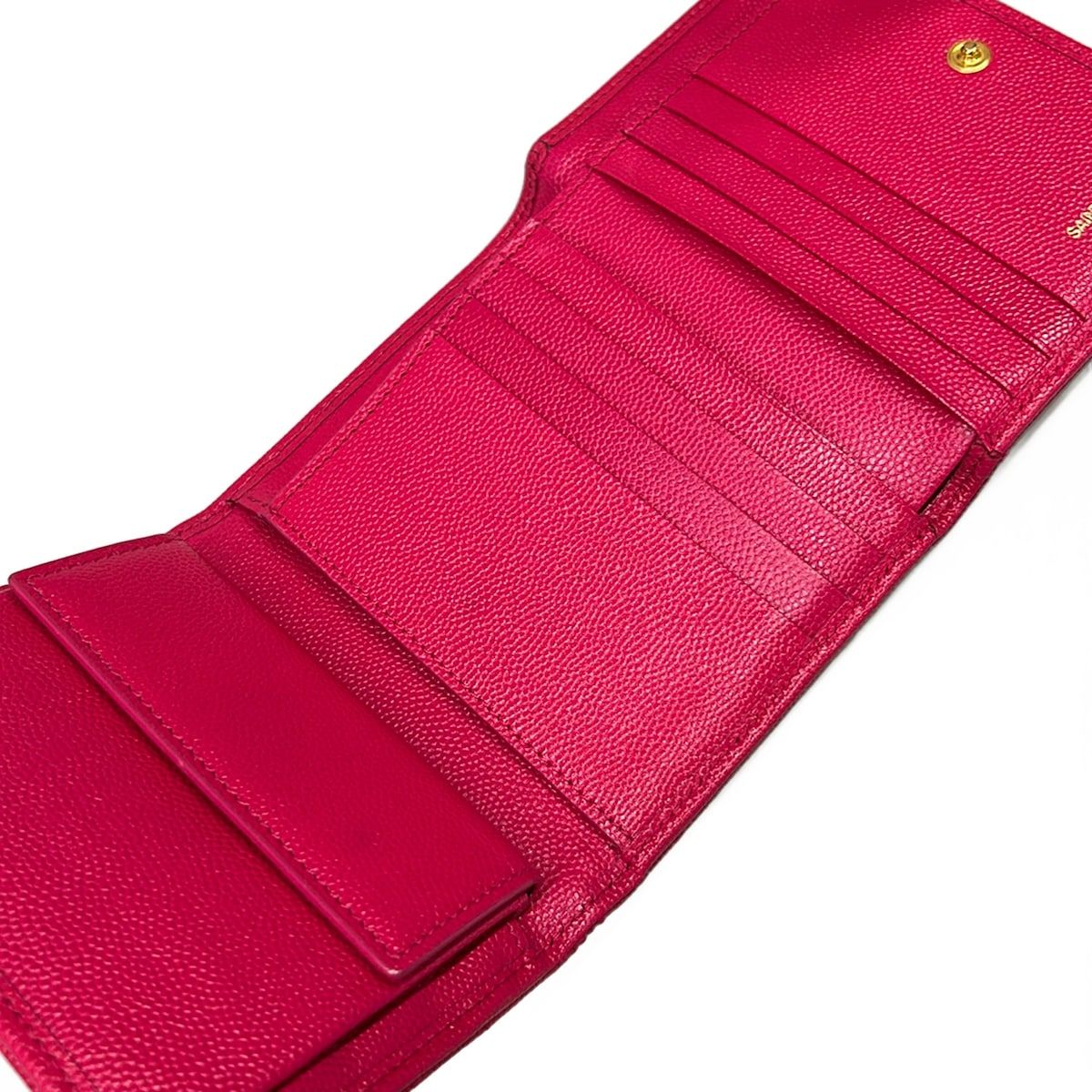 Saint Laurent Paris Trifold Wallet Pink Gold Leather — view 3