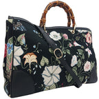 Gucci Kris Knight Large Flora Bamboo 2-Way Shoulder Bag Floral Black
