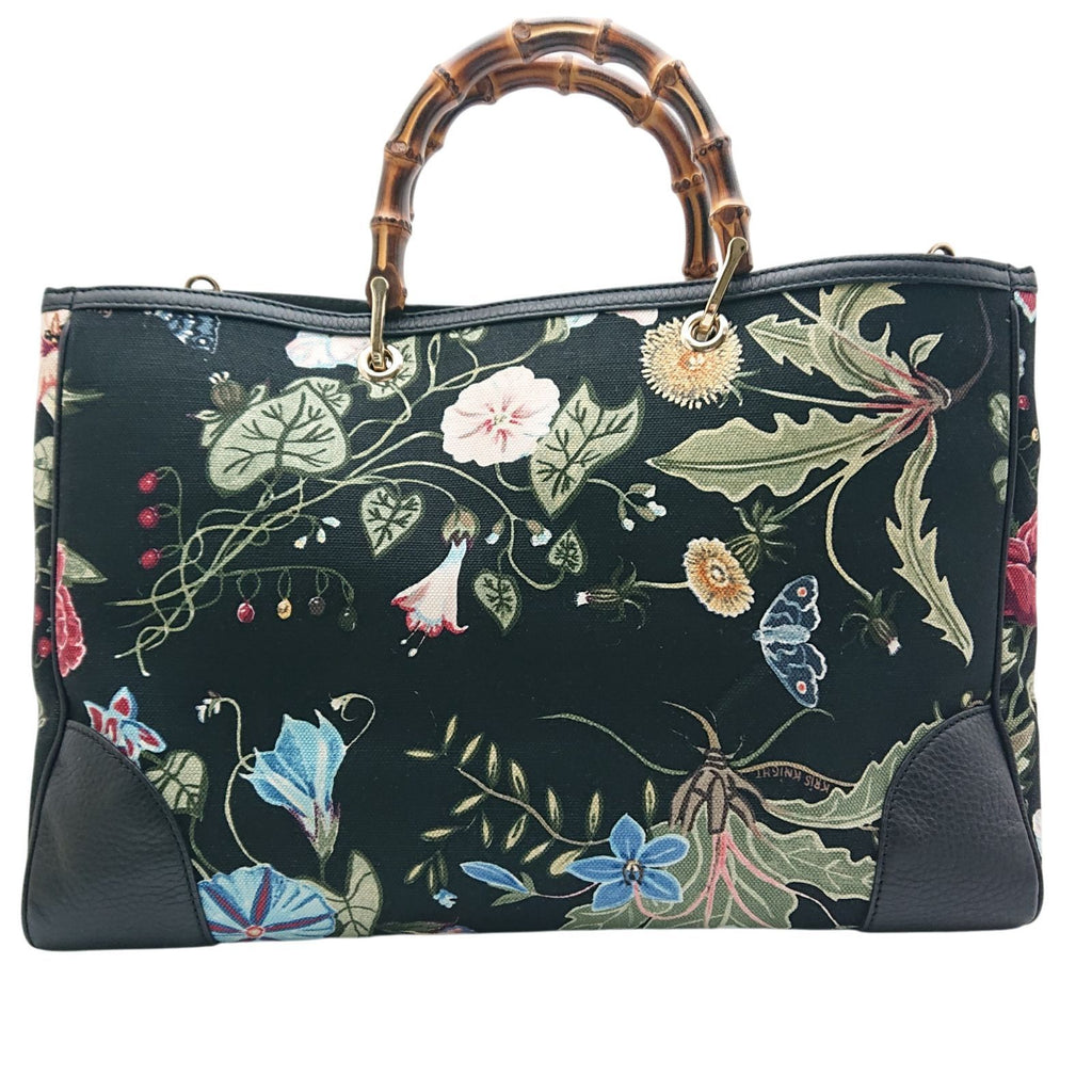 Gucci Kris Knight Large Flora Bamboo 2-Way Shoulder Bag Floral Black — view 2