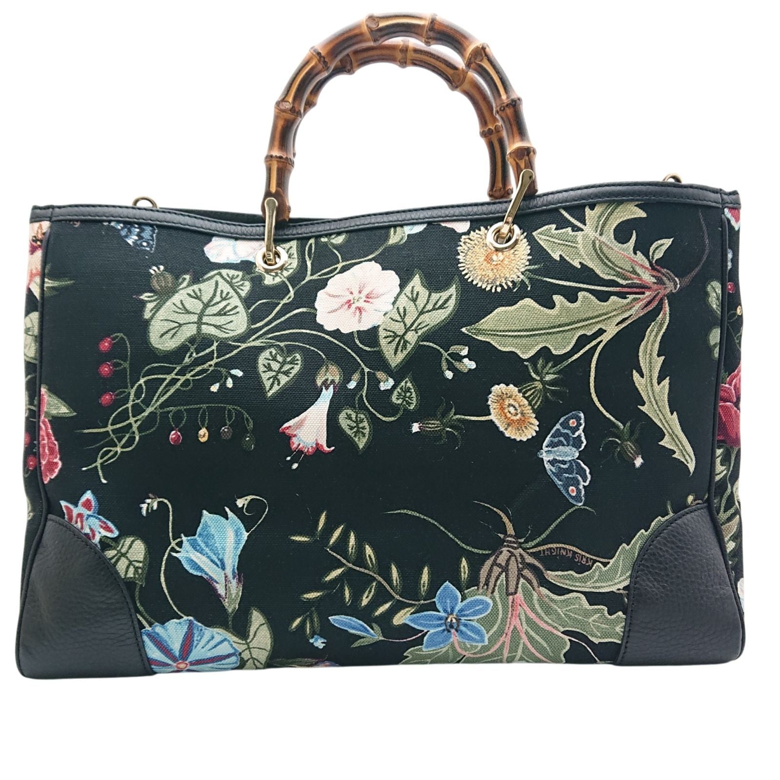 Gucci Kris Knight Large Flora Bamboo 2-Way Shoulder Bag Floral Black — view 2