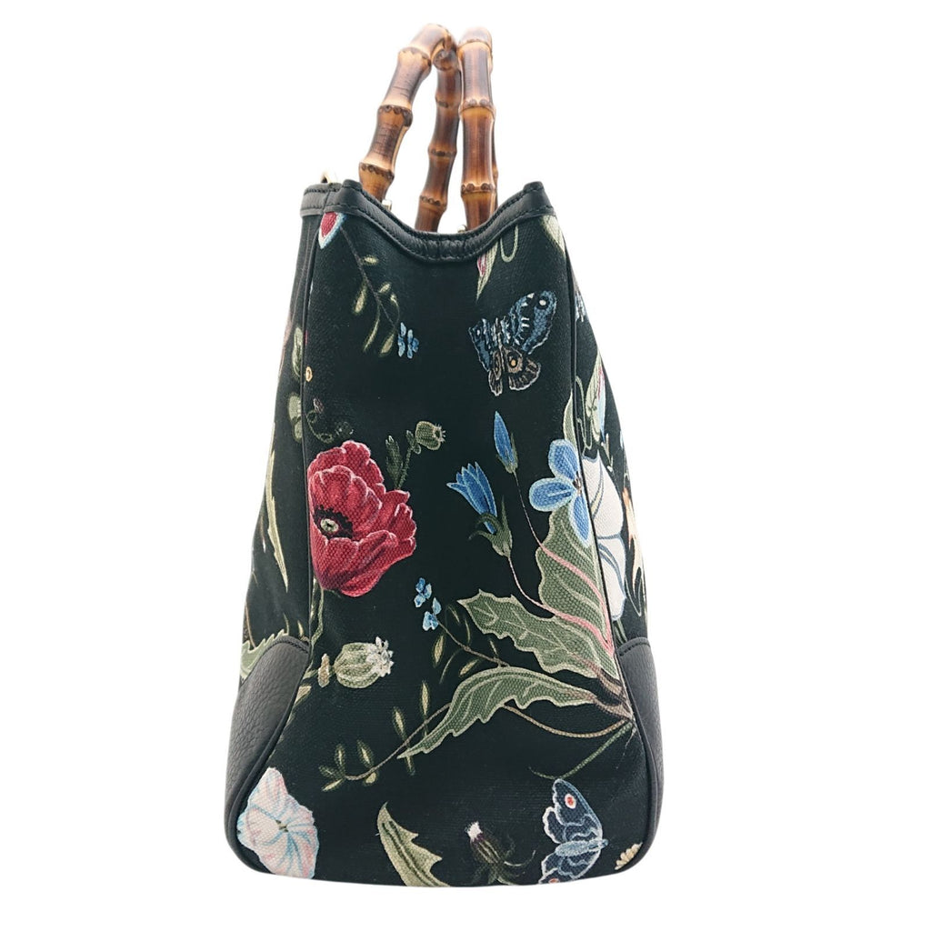 Gucci Kris Knight Large Flora Bamboo 2-Way Shoulder Bag Floral Black — view 4