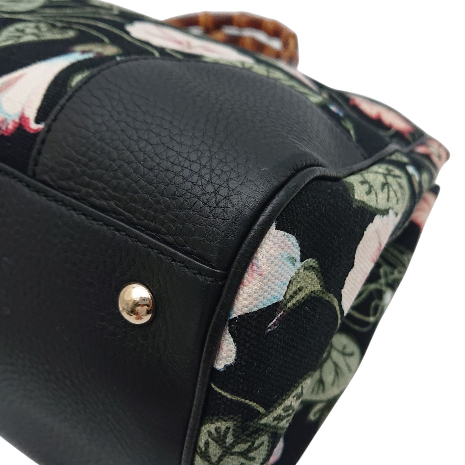 Gucci Kris Knight Large Flora Bamboo 2-Way Shoulder Bag Floral Black — view 8