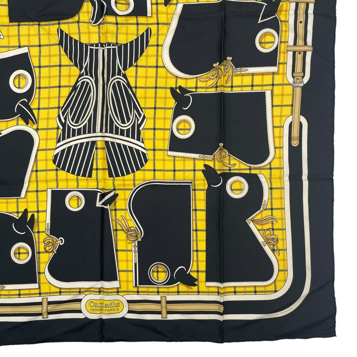 Hermes Scarf Silk Carre 90 Camails Camail Black — view 5