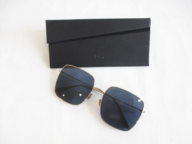 Dior Sunglasses Stellaire Metal Gold Navy Square Frame Eyewear — view 3