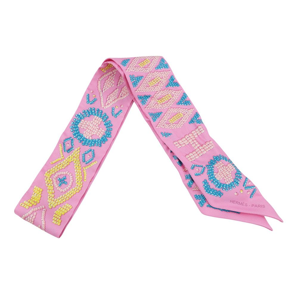 Hermes Scarf Twilly Kelly en Perles Silk Twill Fall Winter