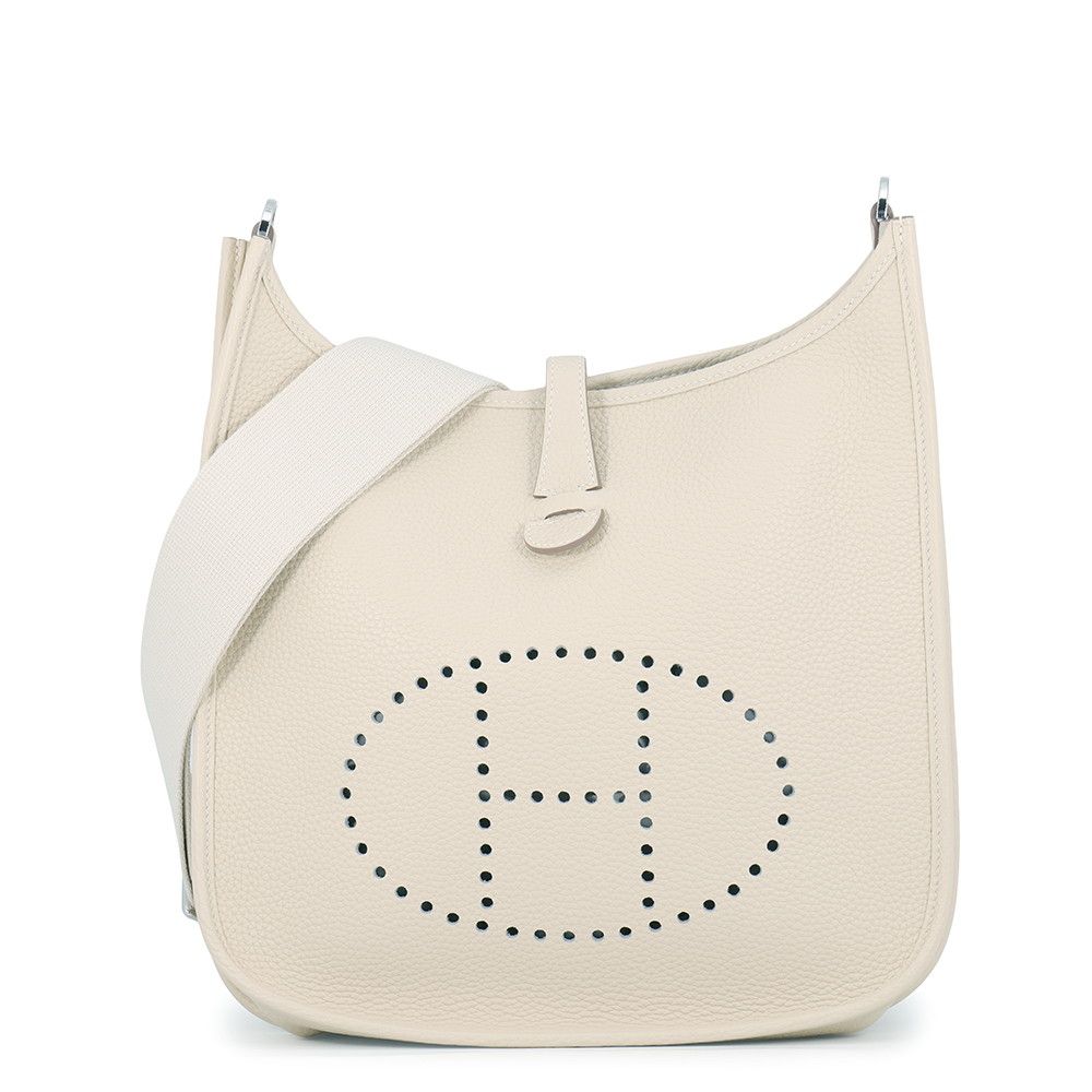 Hermes Shoulder Bag Evelyne 3 PM Craie Silver Taurillon Clemence