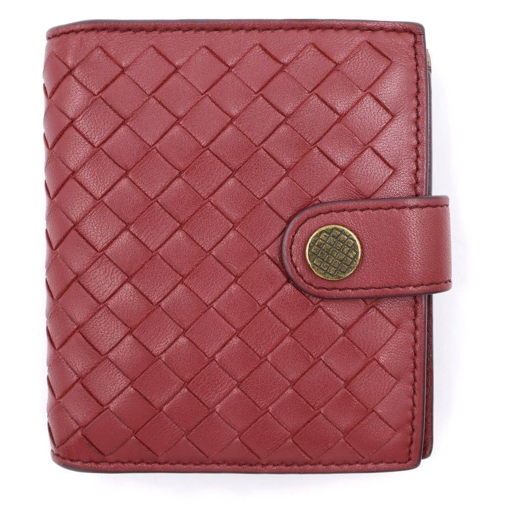 Bottega Veneta Intrecciato Leather Wallet Bifold Coin Purse Bordeaux