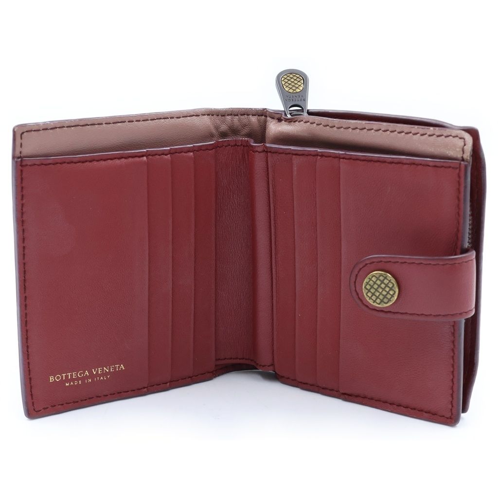 Bottega Veneta Intrecciato Leather Wallet Bifold Coin Purse Bordeaux — view 4