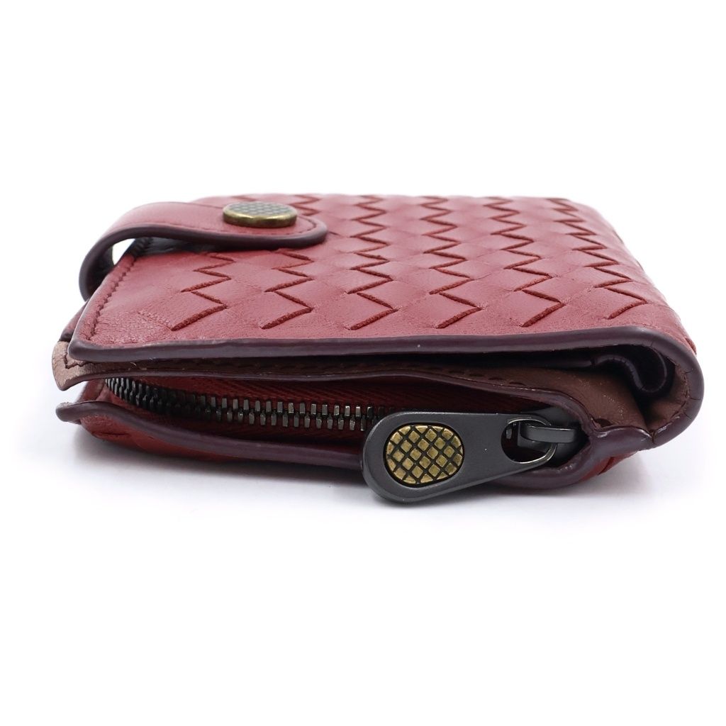 Bottega Veneta Intrecciato Leather Wallet Bifold Coin Purse Bordeaux — view 3