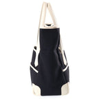 Hermes Pass Tote Bag White Black Toile H Leather — view 3