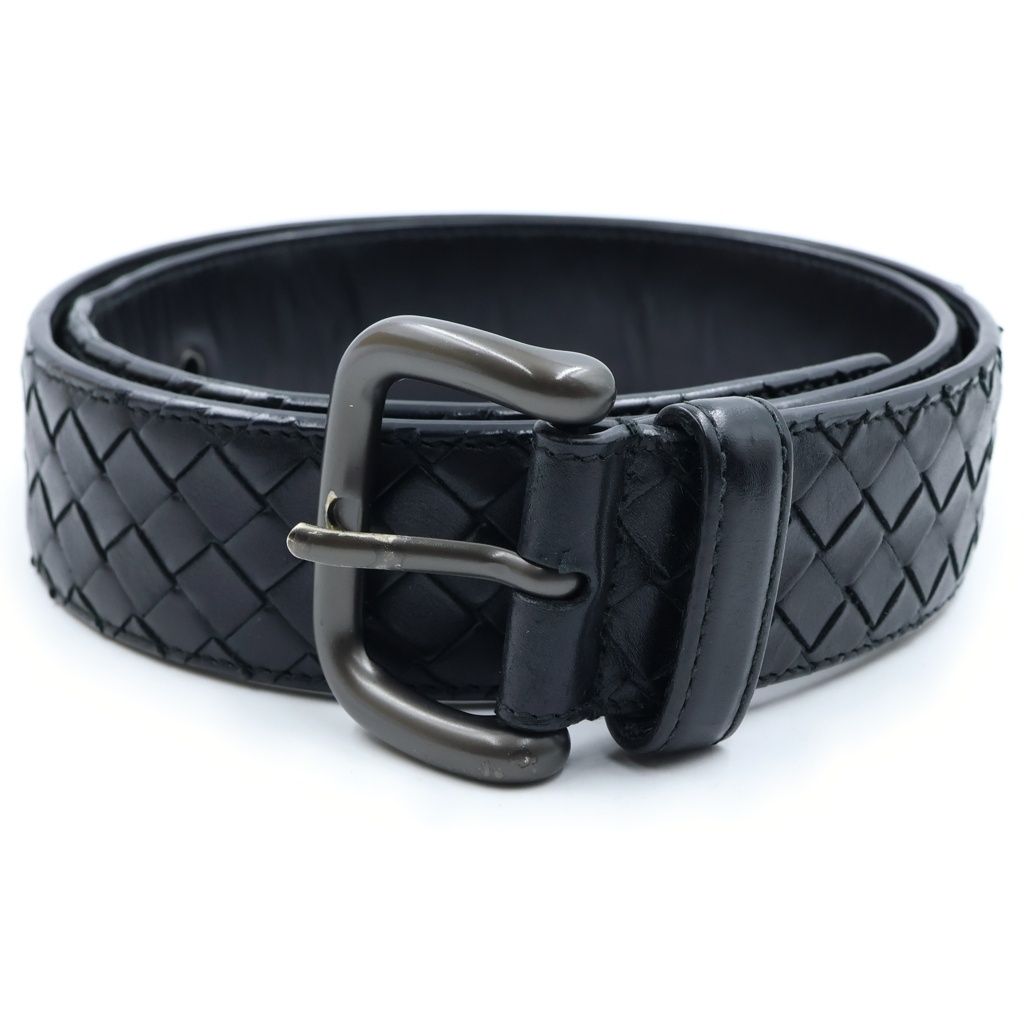 Bottega Veneta Intrecciato Braided Leather Belt Black