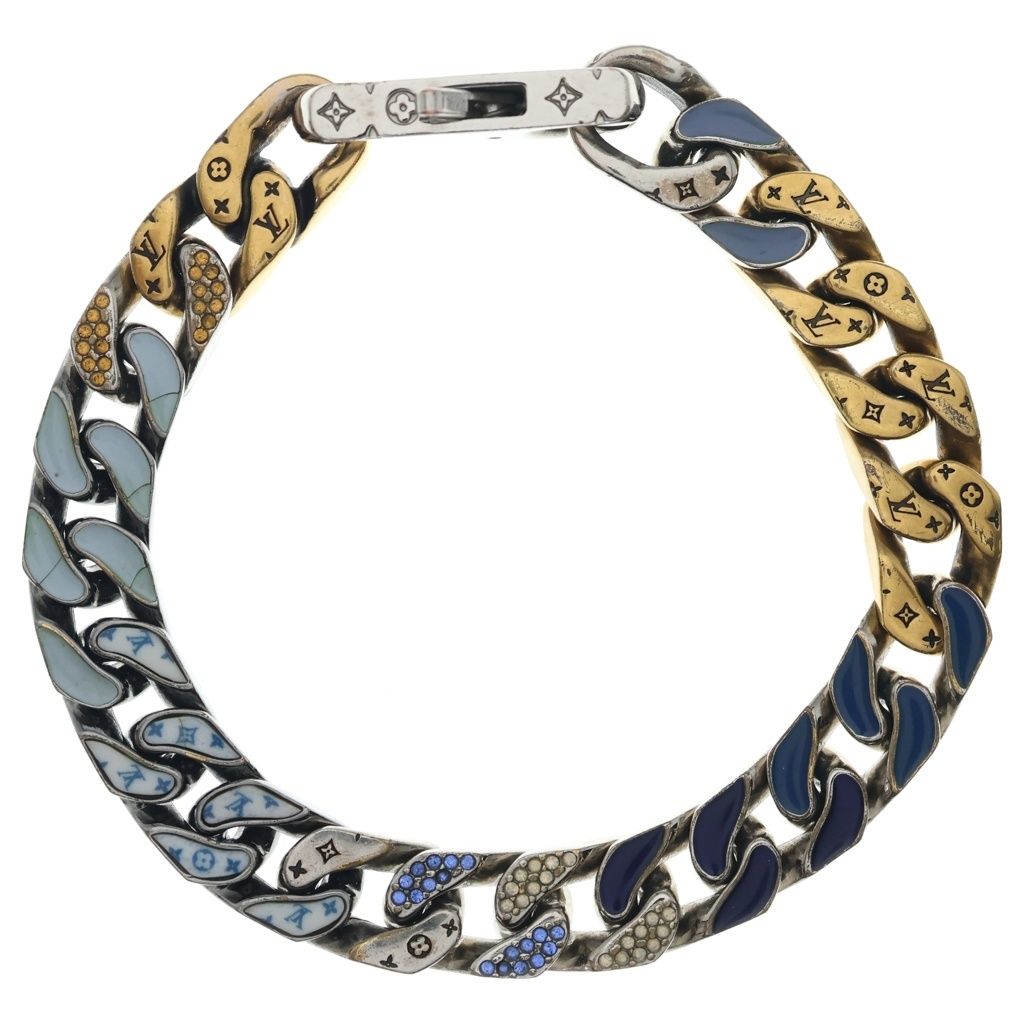Louis Vuitton Monogram Collier Chain Links Patches Strass Rhinestone Metal