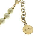 Dior CD Logo Faux Pearl Necklace Choker Gold White — view 6
