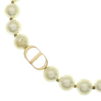 Dior CD Logo Faux Pearl Necklace Choker Gold White