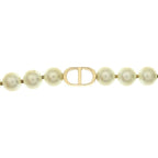 Dior CD Logo Faux Pearl Necklace Choker Gold White — view 3