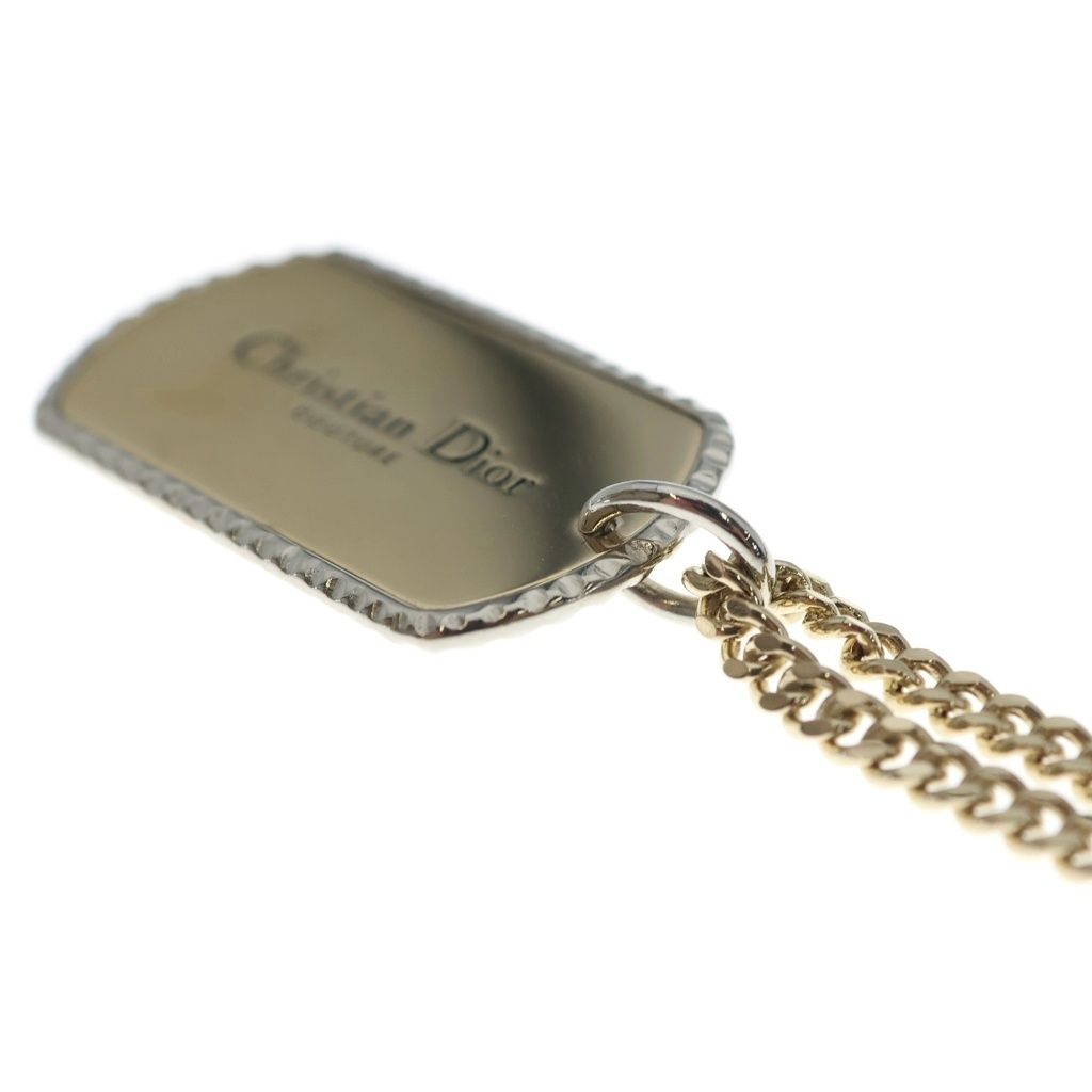 Dior Dock Tag Logo Plate Necklace Gold — view 6