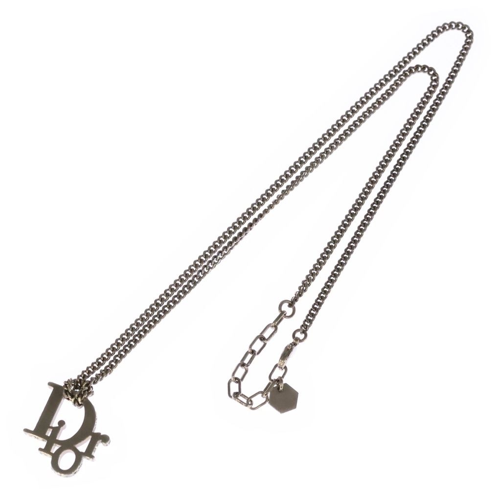 Dior Oblique Rhinestone Pendant Chain Necklace — view 2