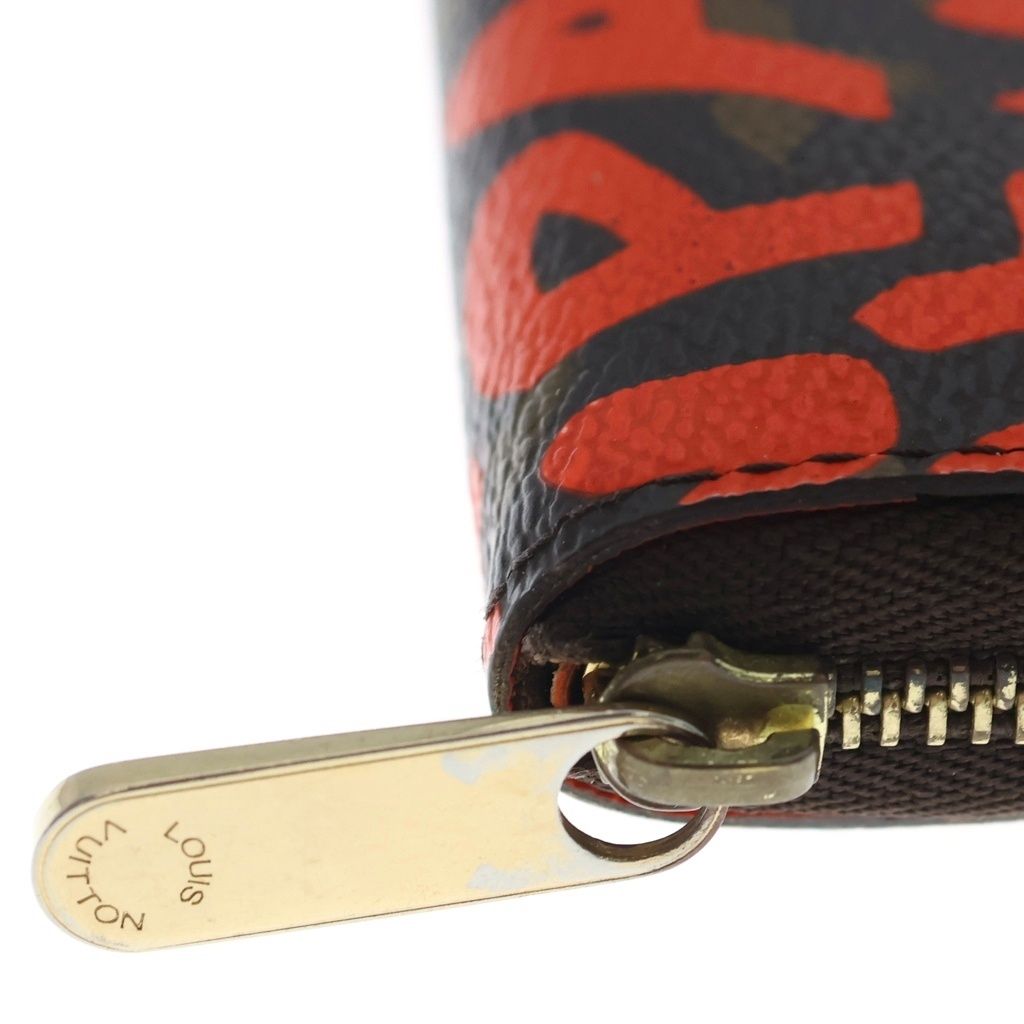 Louis Vuitton Monogram Graffiti Zippy Coin Purse Compact Wallet Brown Orange — view 6