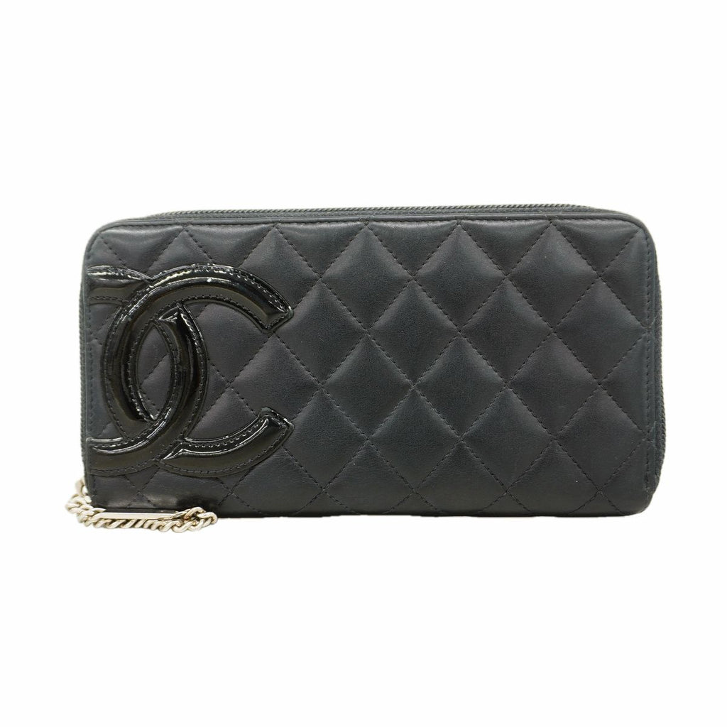 Chanel Wallet Cambon Lambskin Black Silver