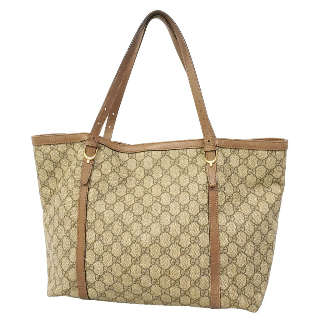 Gucci Tote Bag GG Supreme Brown Gold