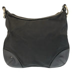 Prada Tessuto Black Silver Nylon Leather Shoulder Bag Pochette — view 2