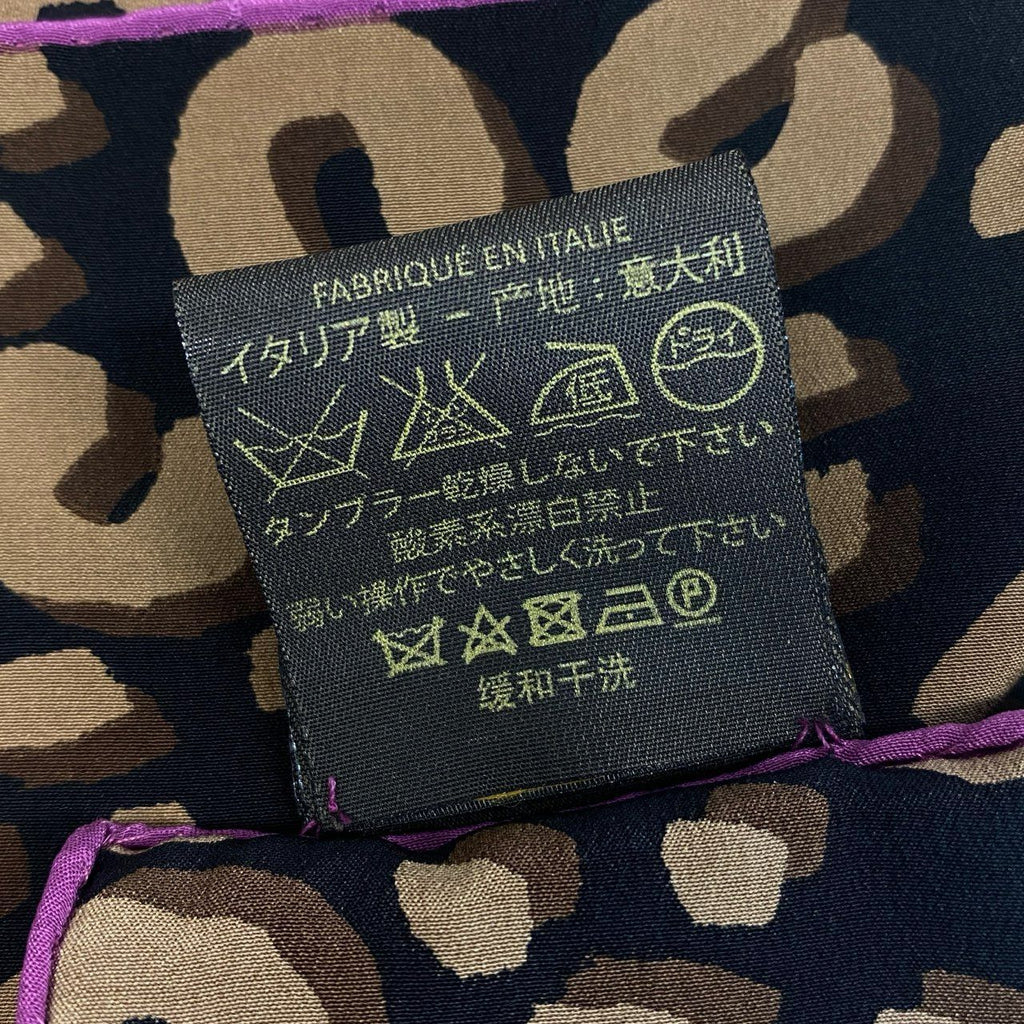 Louis Vuitton Silk 100 Large LV Leopard Black Brown Scarf — view 5