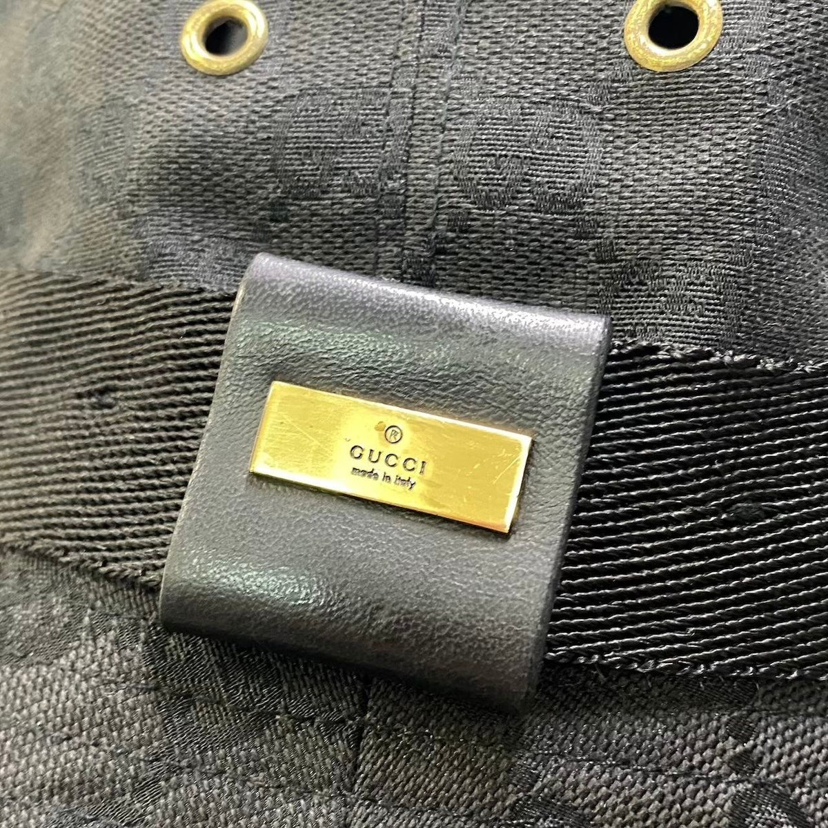 Gucci Gold Plate GG Canvas Bucket Hat M Black — view 7