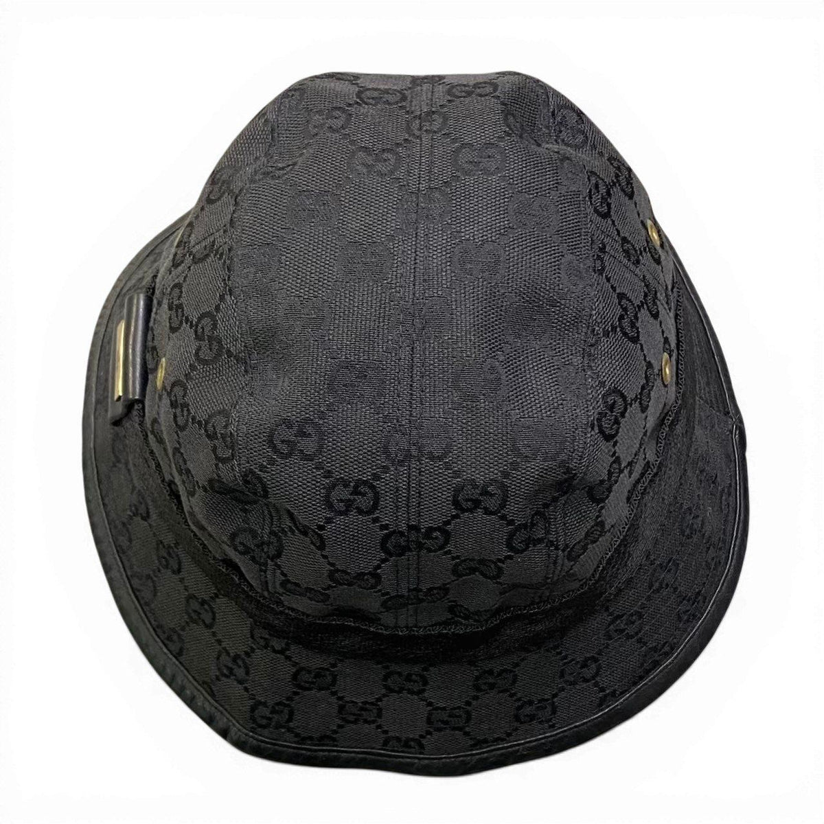 Gucci Gold Plate GG Canvas Bucket Hat M Black — view 6
