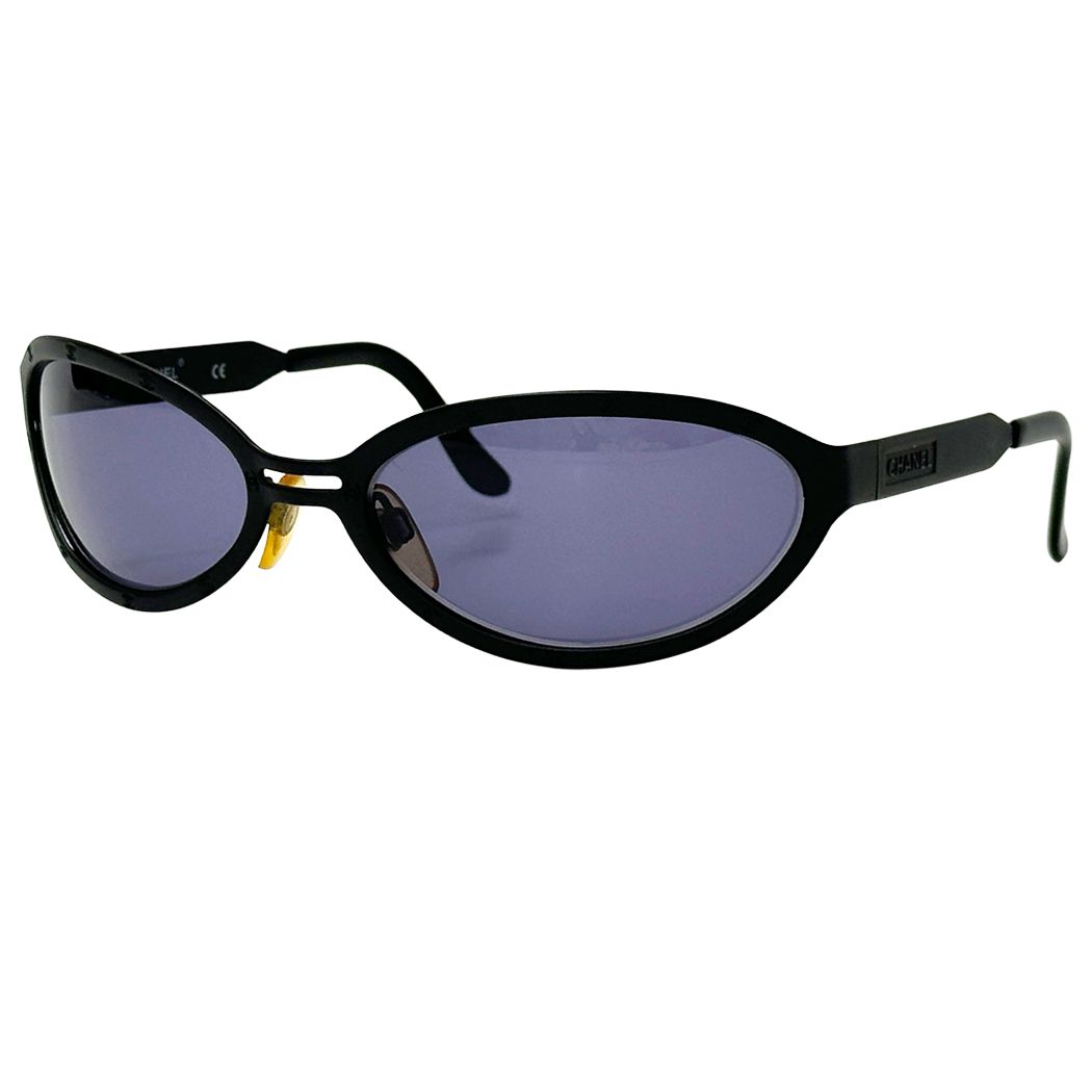 Chanel Sunglasses CC Logo Black Oval Eyewear