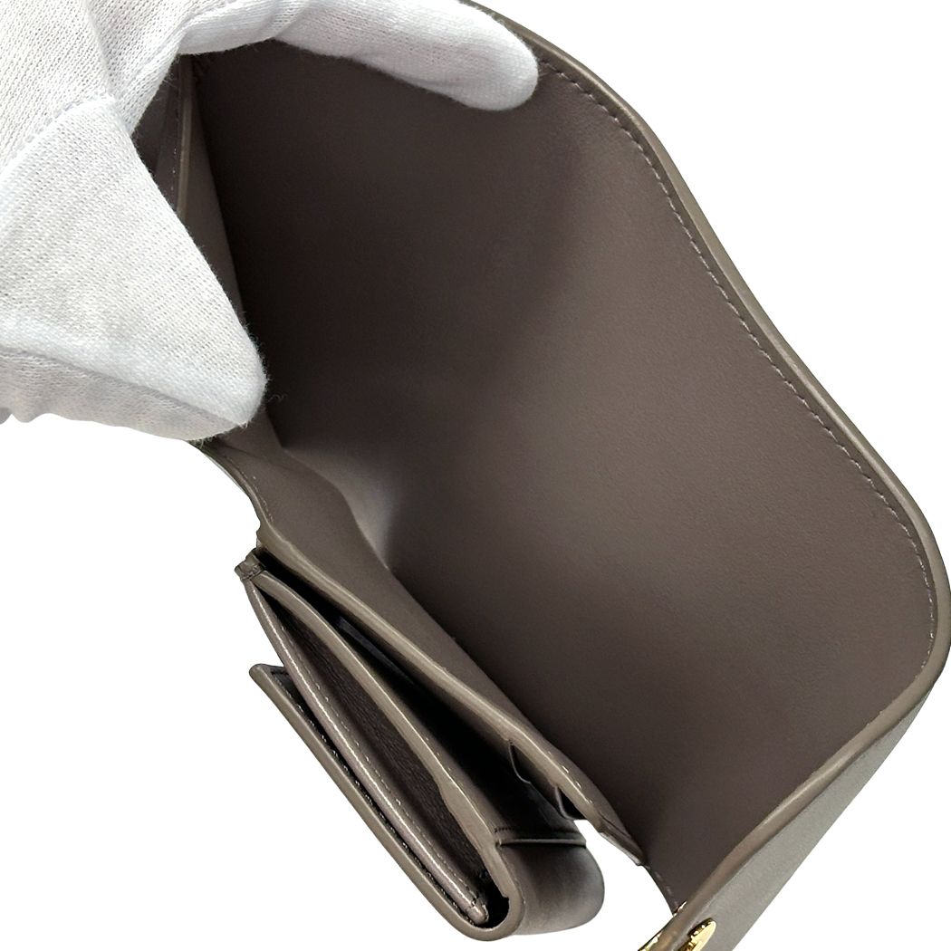 Celine Wallet Triomphe Bifold Leather Gray Gold Mini Small — view 7