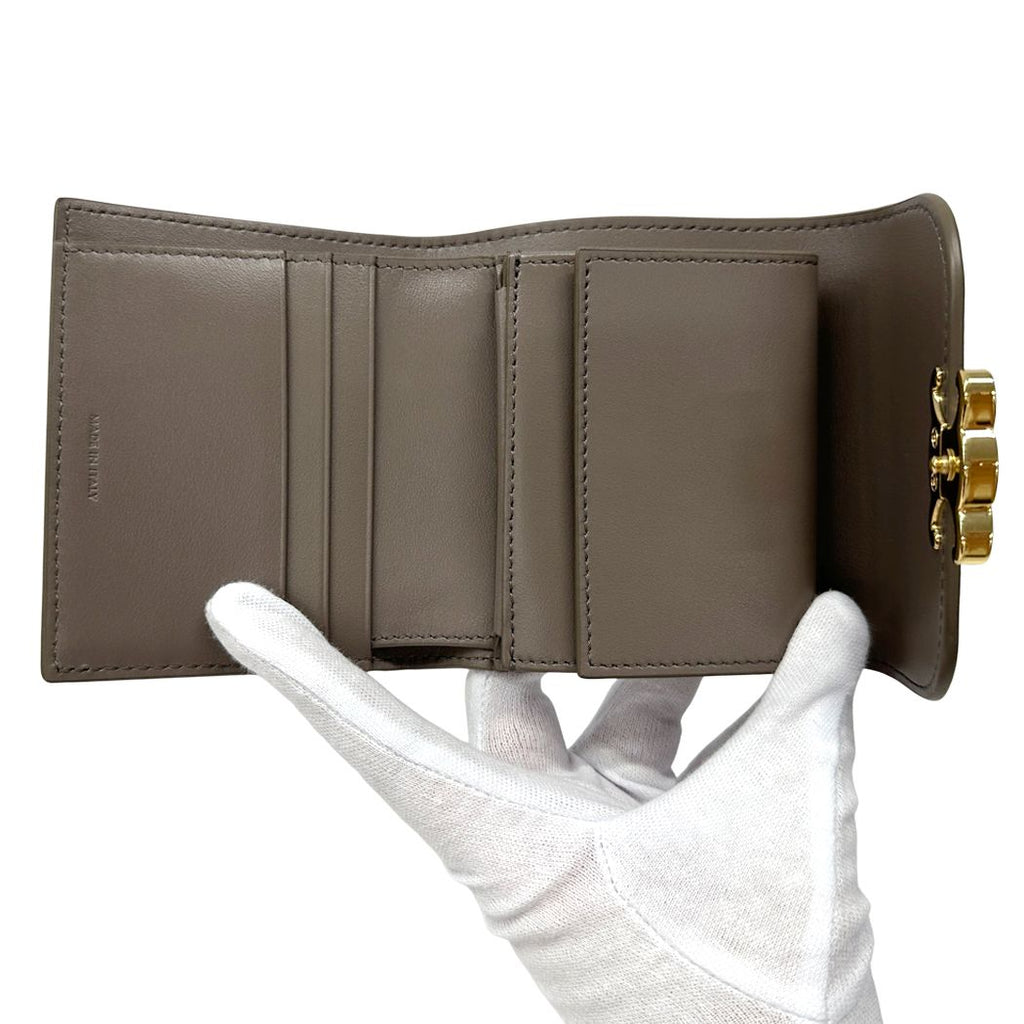 Celine Wallet Triomphe Bifold Leather Gray Gold Mini Small — view 4