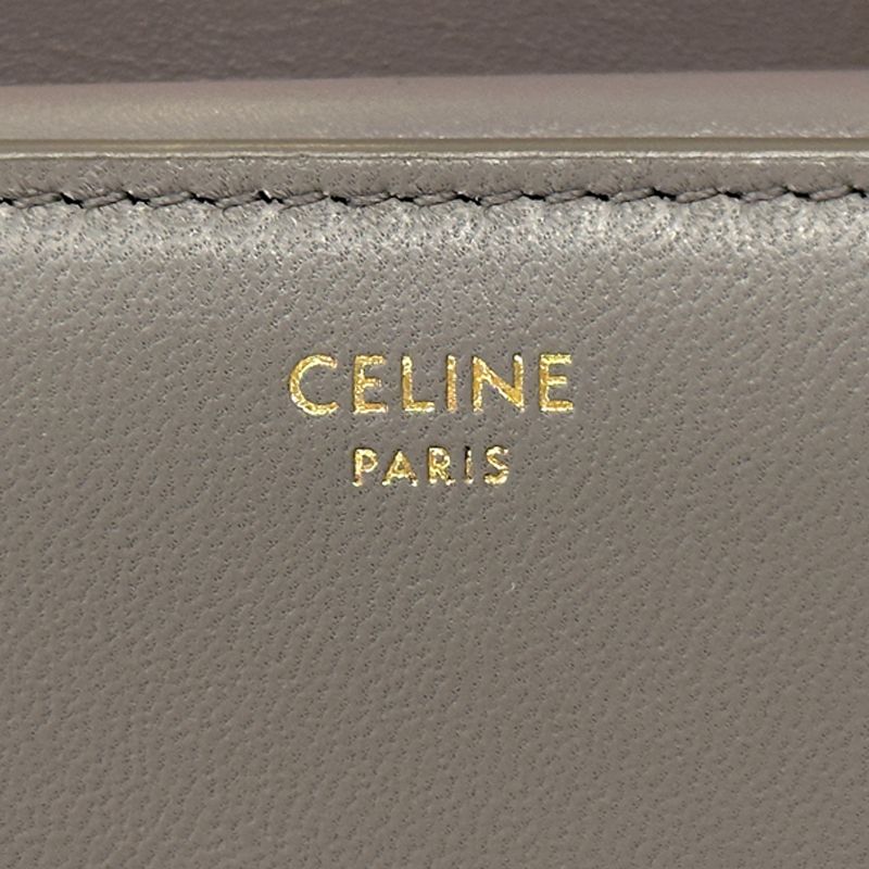 Celine Wallet Triomphe Bifold Leather Gray Gold Mini Small — view 8