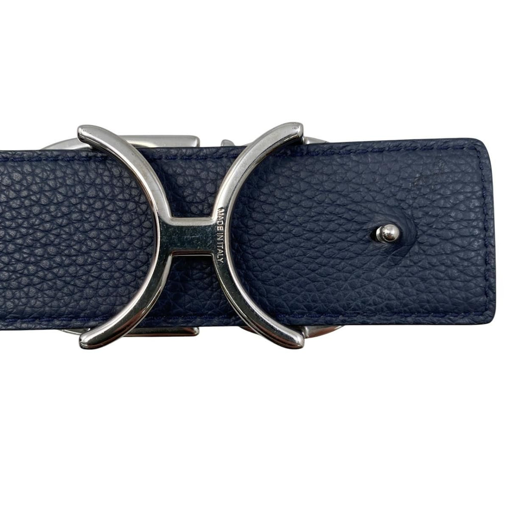 Dior Belt CD Logo Leather Navy Silver — view 4