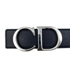 Dior Belt CD Logo Leather Navy Silver — view 3
