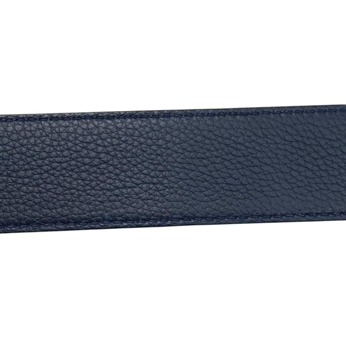 Dior Belt CD Logo Leather Navy Silver — view 8