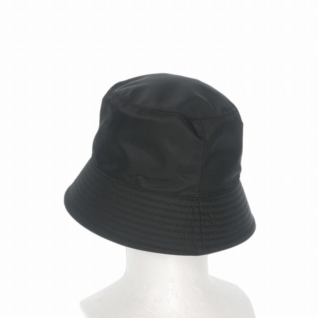 Prada Re-Nylon Triangle Logo Bucket Hat L Black — view 2