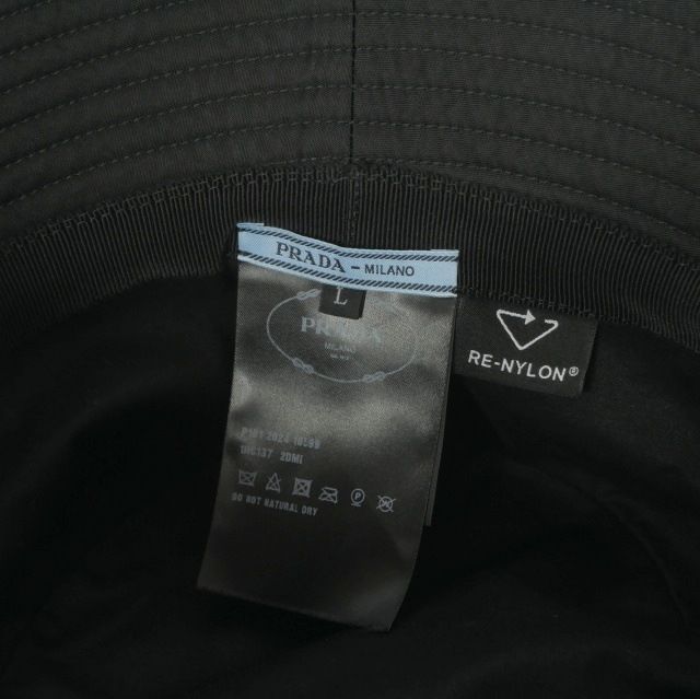 Prada Re-Nylon Triangle Logo Bucket Hat L Black — view 5