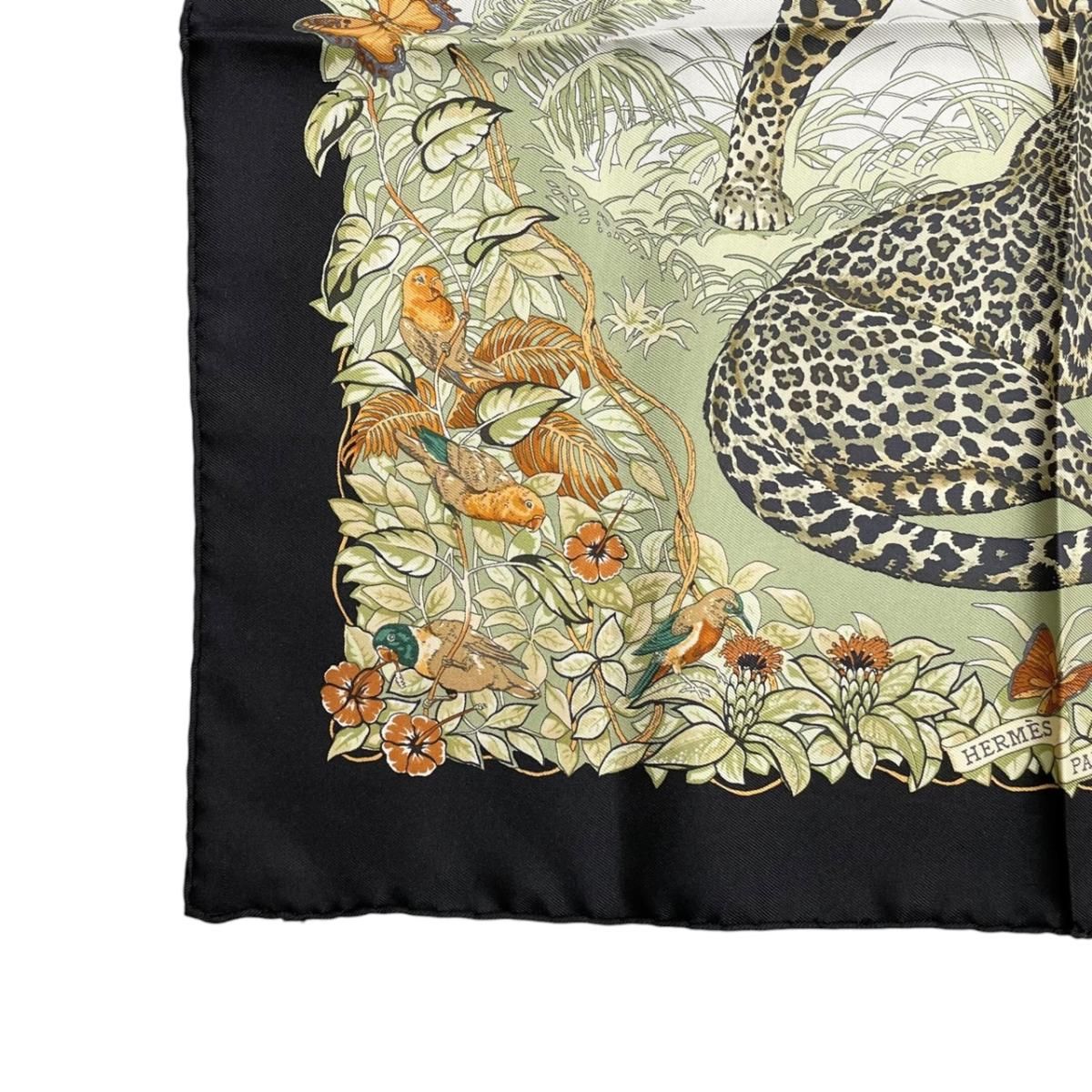 Hermes Silk Carre 45 Jungle Love Black Green White Scarf — view 5