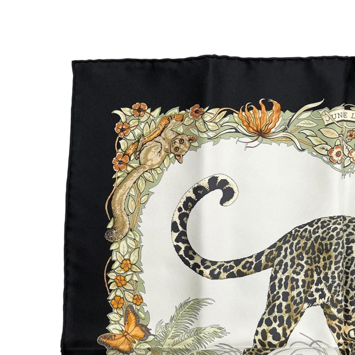 Hermes Silk Carre 45 Jungle Love Black Green White Scarf — view 3