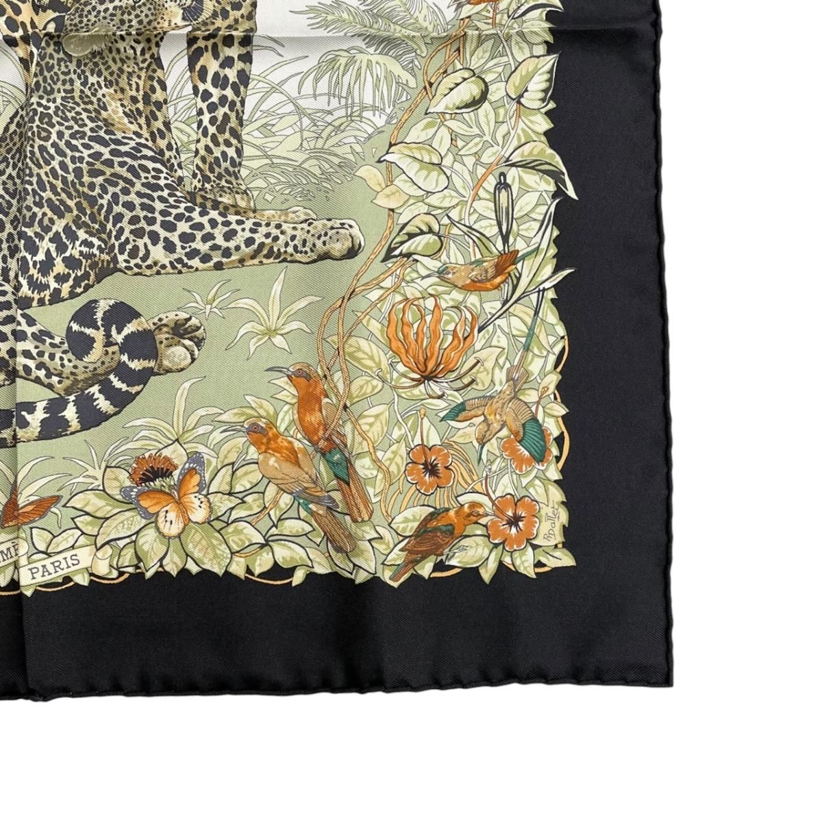 Hermes Silk Carre 45 Jungle Love Black Green White Scarf — view 6