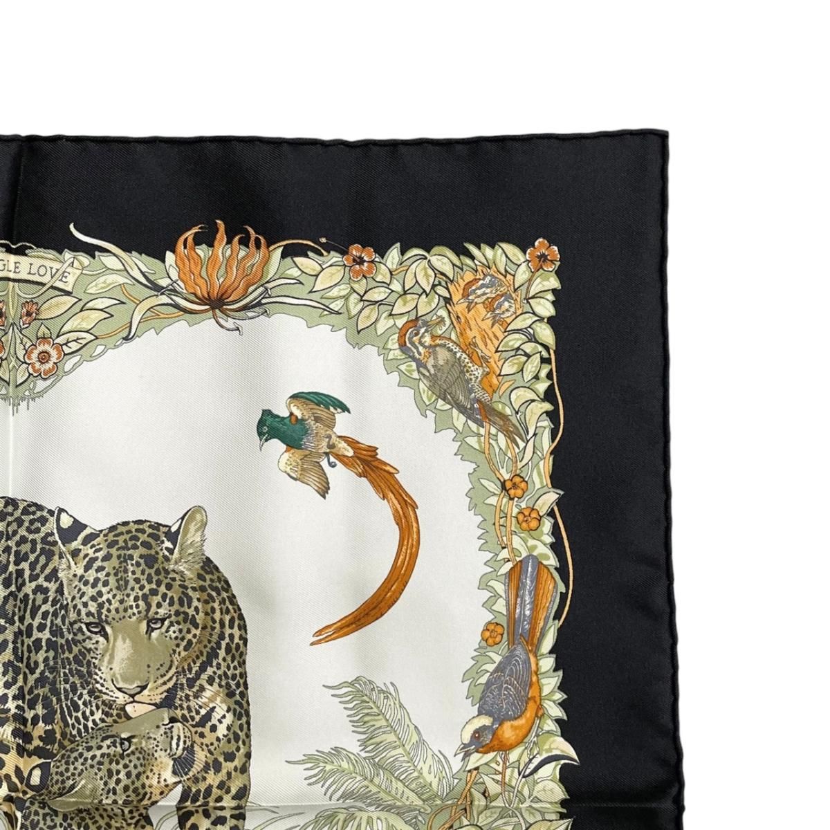 Hermes Silk Carre 45 Jungle Love Black Green White Scarf — view 4